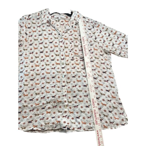 FoxCroft Tencel 100% Blouse Size 10 Long Sleeve Shirt Equestrian Horse Print - Picture 7 of 10